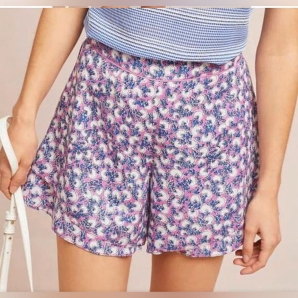 Anthropologie Purple and Blue Floral Y2K boho Shorts XL A008408